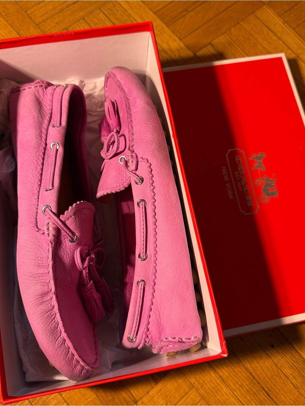 Coach Pink Suede Tassel Shoes